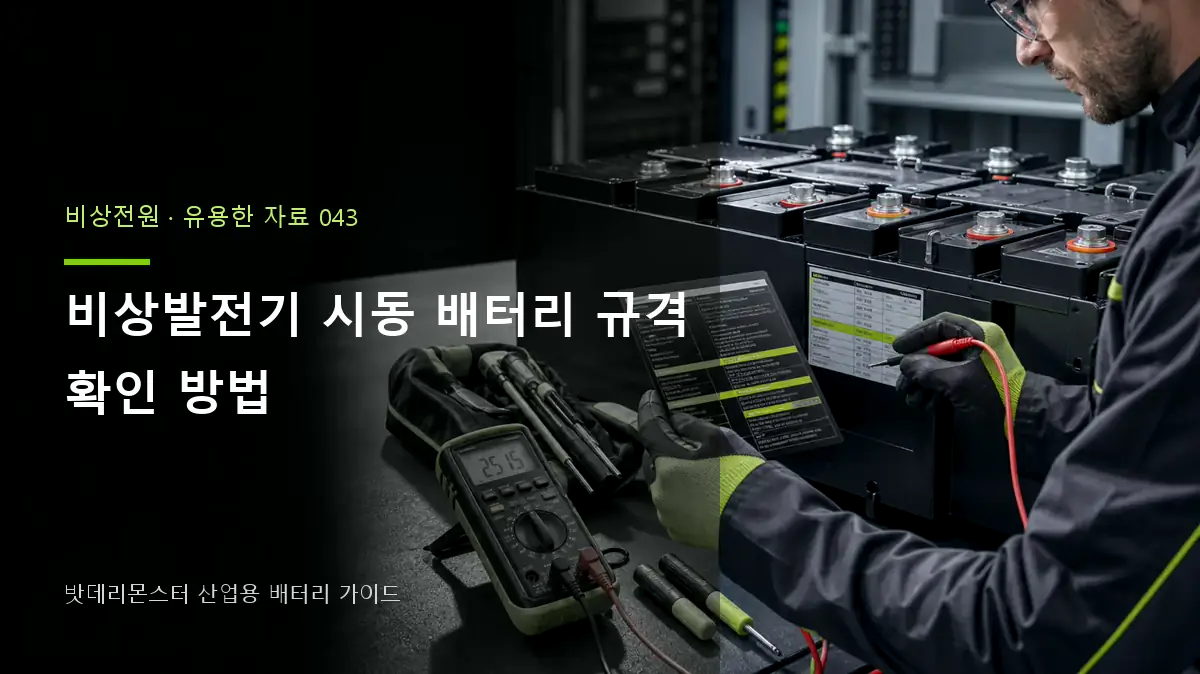 비상발전기 시동 배터리 규격 확인 방법 대표 썸네일