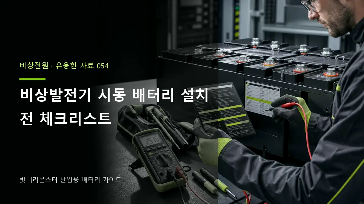 비상발전기 시동 배터리 설치 전 체크리스트 대표 썸네일