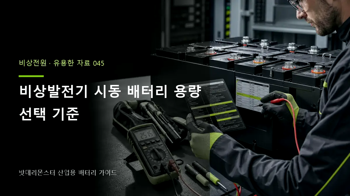 비상발전기 시동 배터리 용량 선택 기준 대표 썸네일