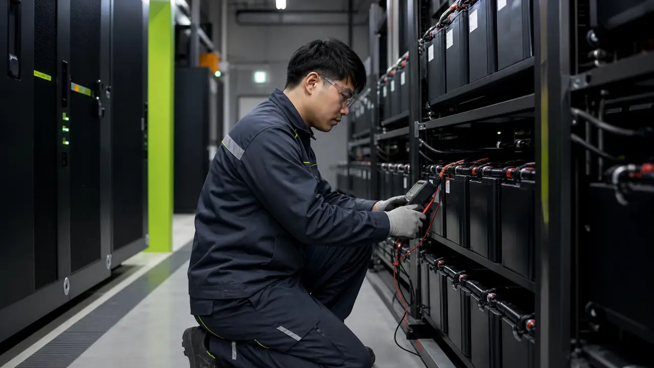 고양시 시설 UPS 배터리 뱅크의 전압을 측정하는 전문 기술자